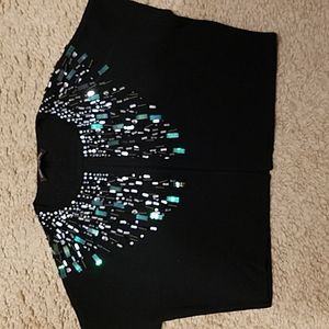 BLACK ADRIENNE VITTADINI SPARKLY TOP     SIZE LARGE
